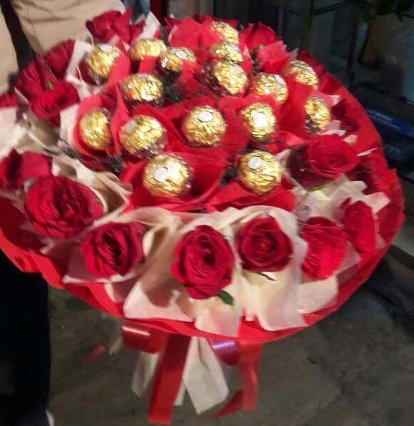 Chocolate and roses bouquet Dewdrops Florals